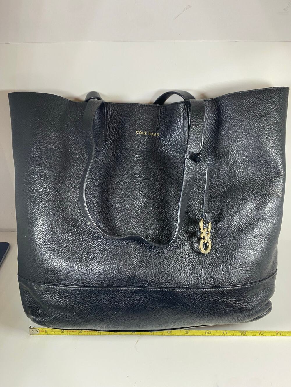 Cole Haan Black Leather Tote Purse Womens Shoulder Bag Handbag